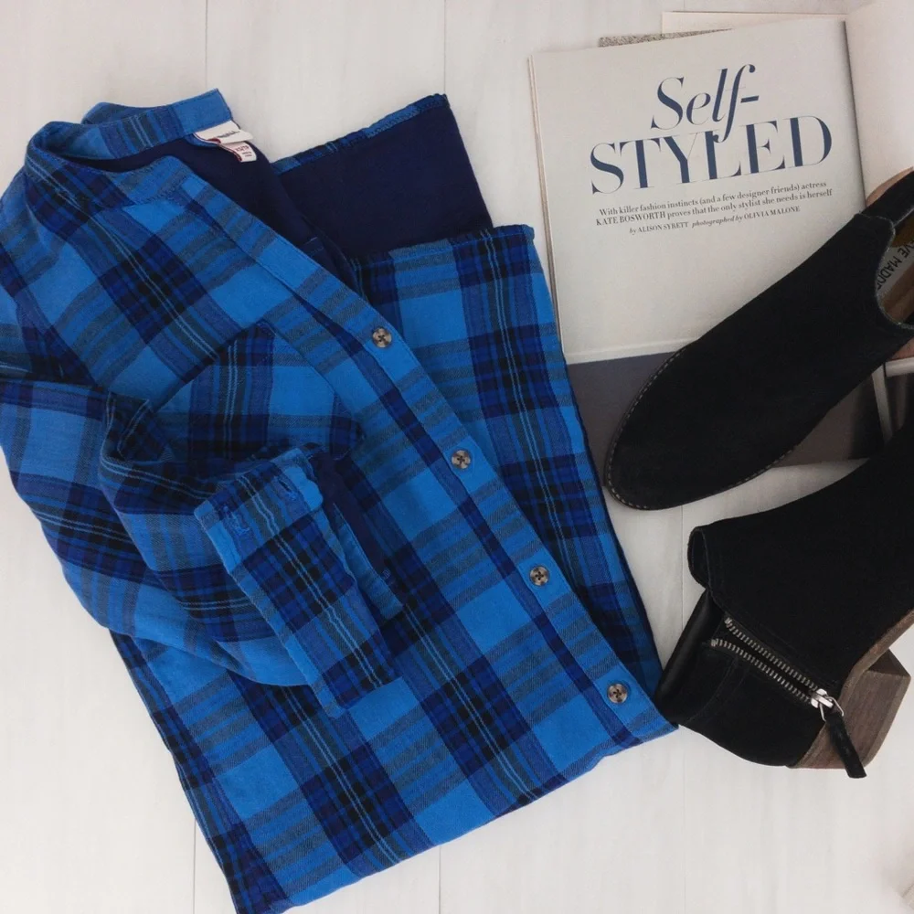 Merona • Blue Plaid Shirt Dress - Picture 10 of 10